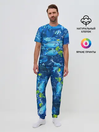 Мужская пижама с брюками / Коралловые рыбки