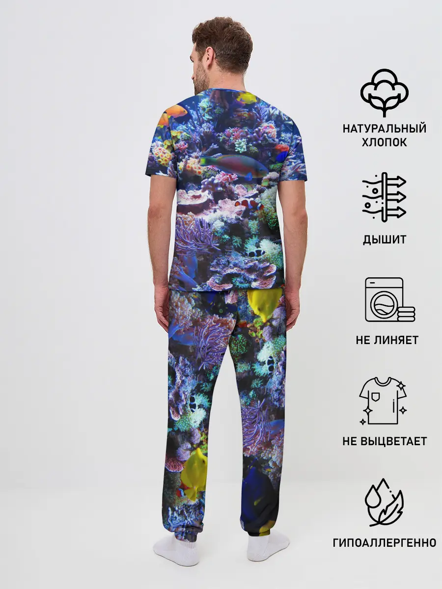 Мужская пижама с брюками / Коралловые рыбки