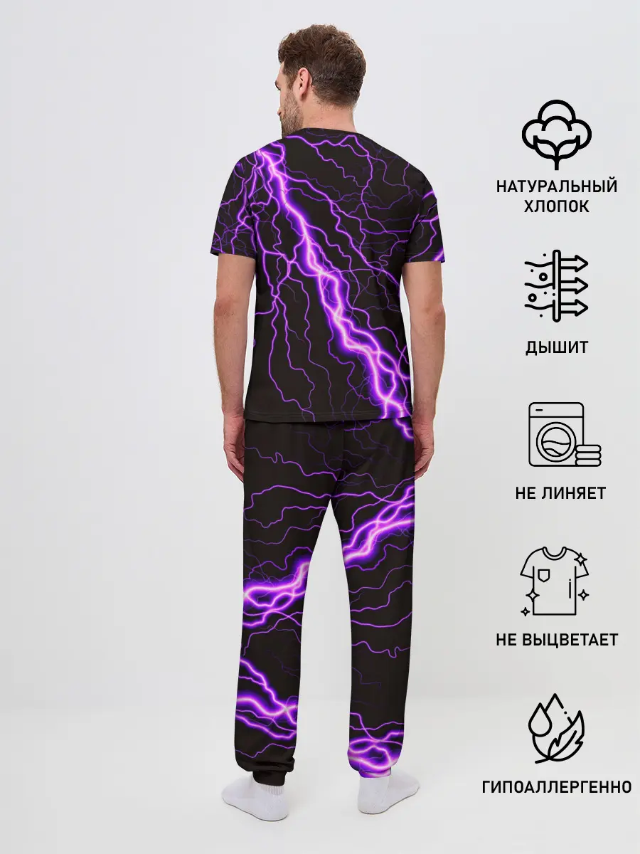 Мужская пижама с брюками / GENSHIN IMPACT МОЛНИЯ НЕОН