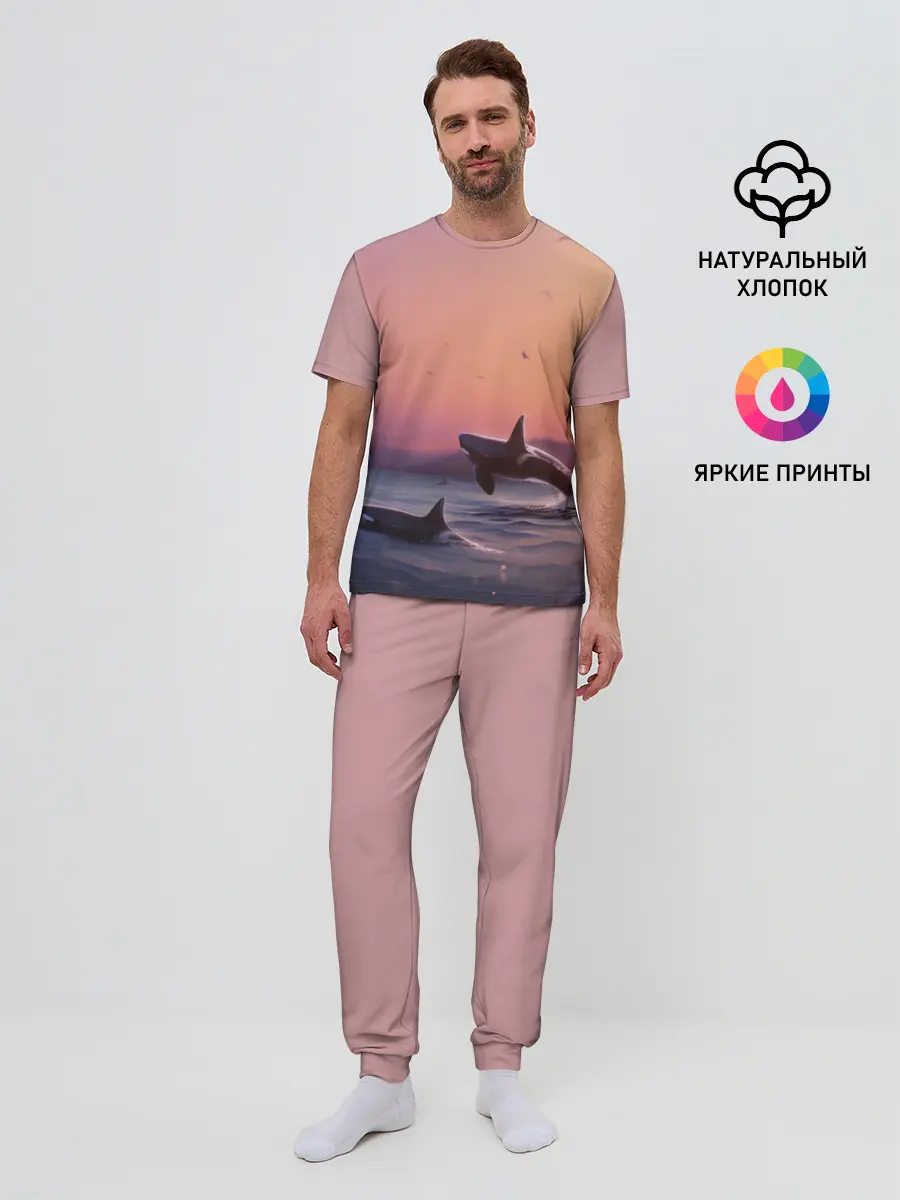Мужская пижама с брюками / касатки
