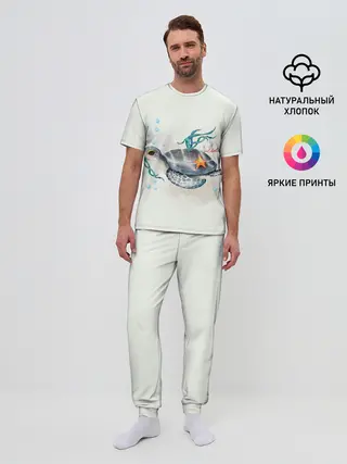 Мужская пижама с брюками / черепашка