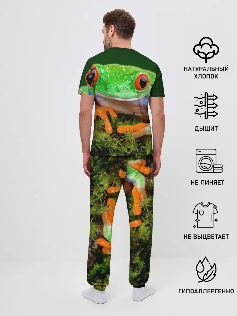 Мужская пижама с брюками / Тропическая лягушка