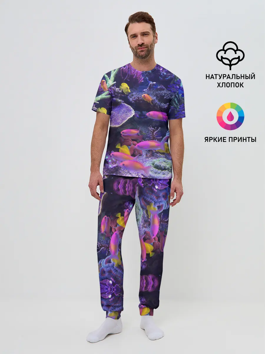 Мужская пижама с брюками / Коралловые рыбки