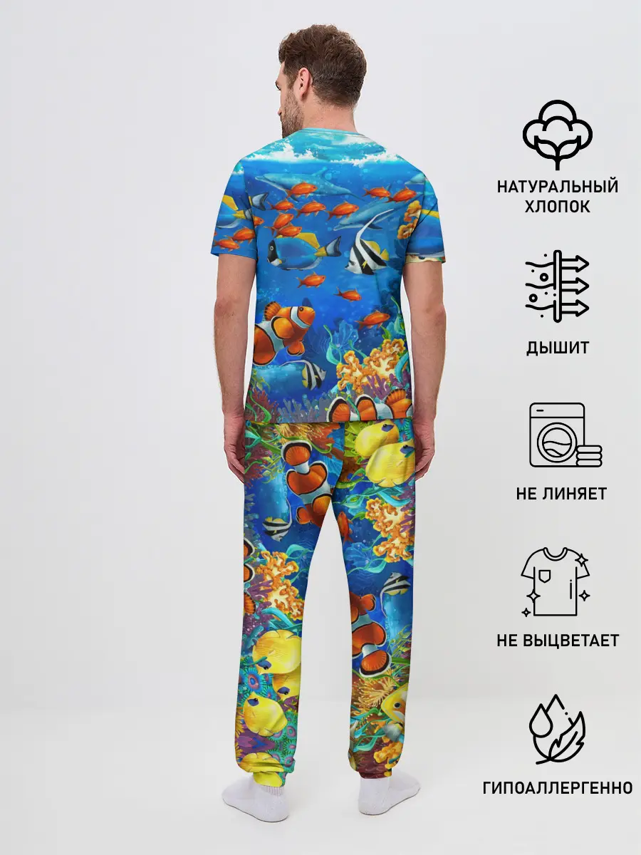 Мужская пижама с брюками / Коралловые рыбки