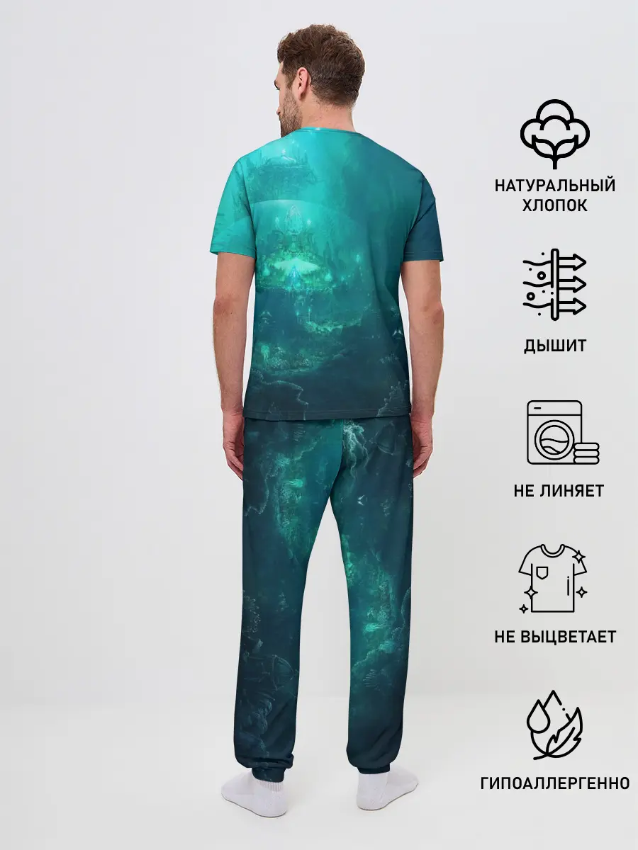 Мужская пижама с брюками / Дно морское