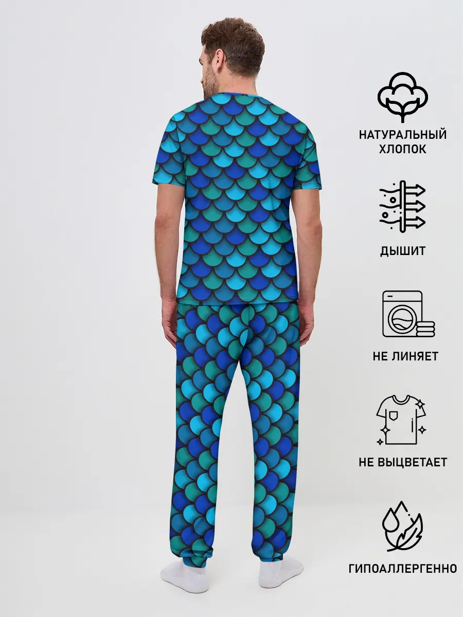 Мужская пижама с брюками / Чешуя рыбы