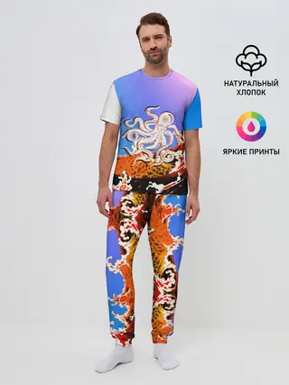 Мужская пижама с брюками / Осьминог в Лаве | Градиент
