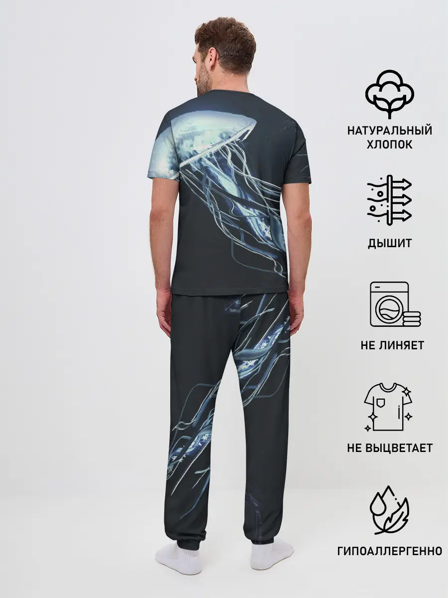 Мужская пижама с брюками / Рисунок медуза