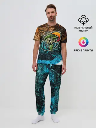 Мужская пижама с брюками / Рыба на крючке