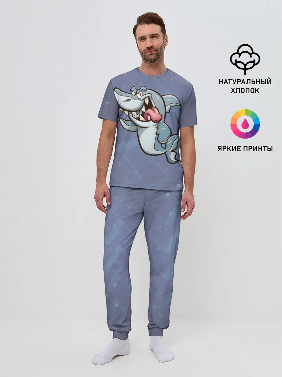 Мужская пижама с брюками / Акула