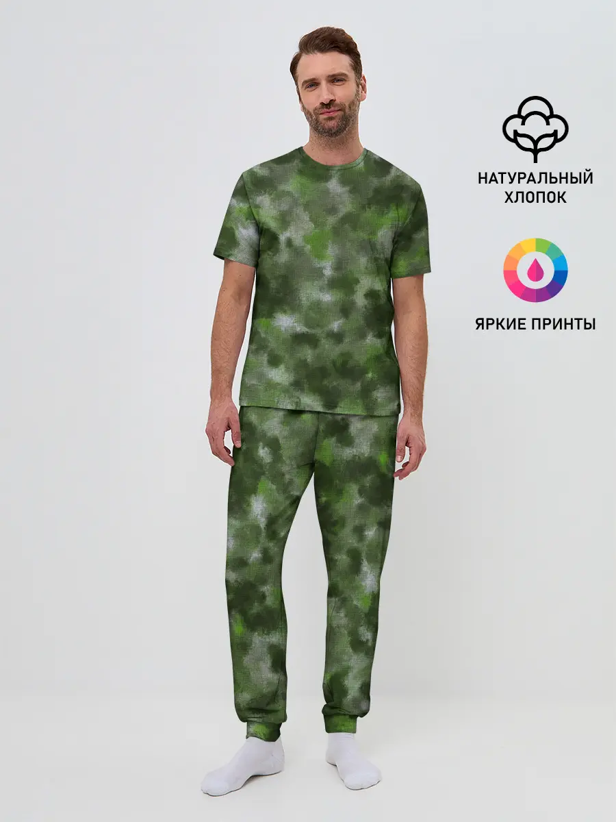 Мужская пижама с брюками / Canvas Green Camo