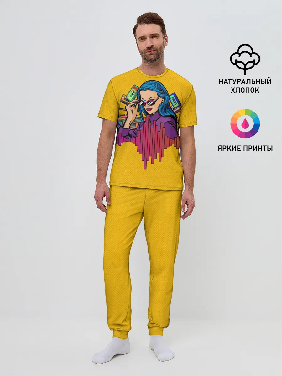 Мужская пижама с брюками / Ретро. Девушка 90-х Арт.