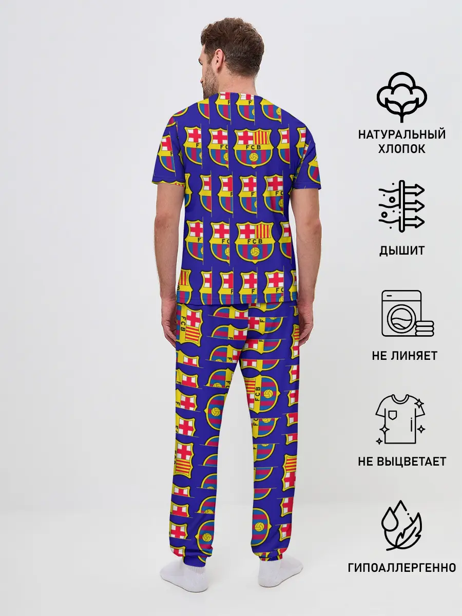 Мужская пижама с брюками / ФК БАРСЕЛОНА / PATTERN / УЗОР