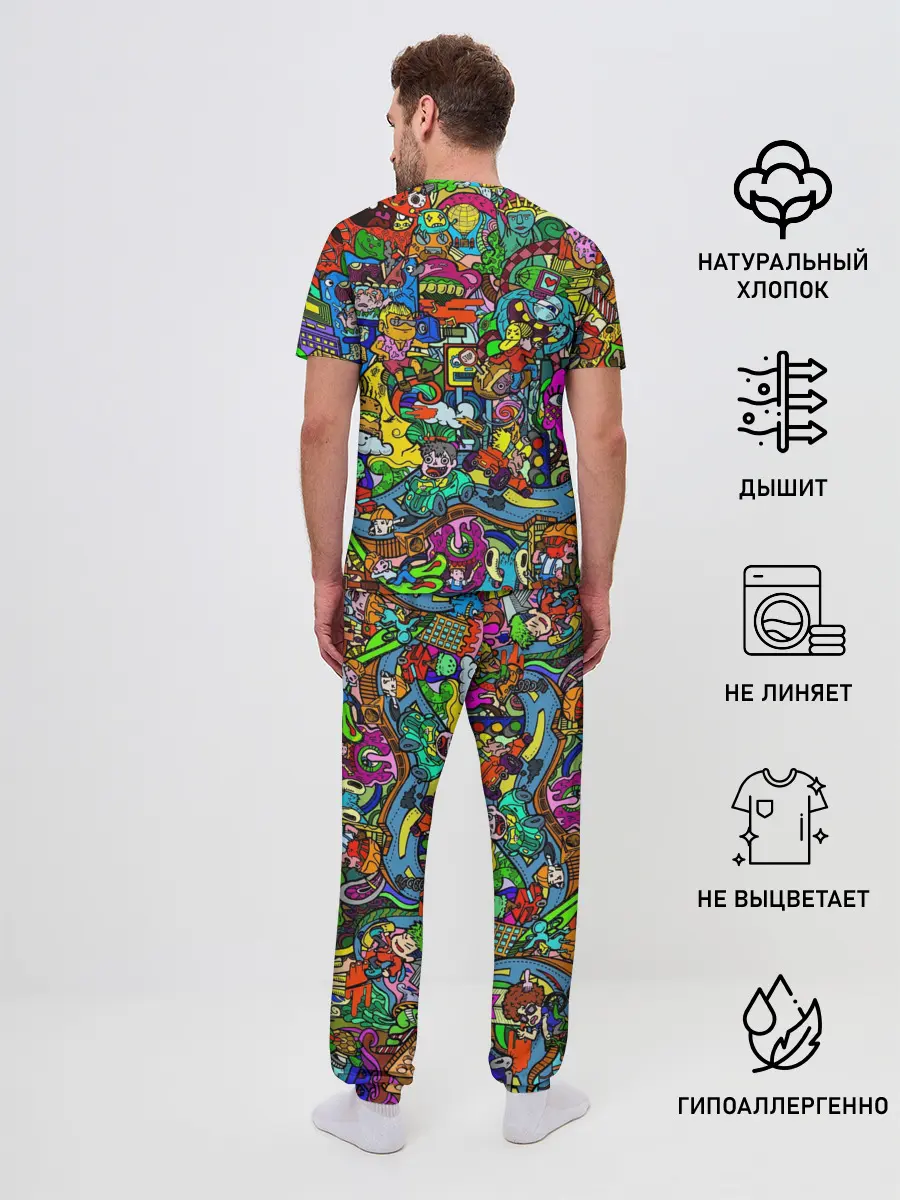 Мужская пижама с брюками / Веселые узоры
