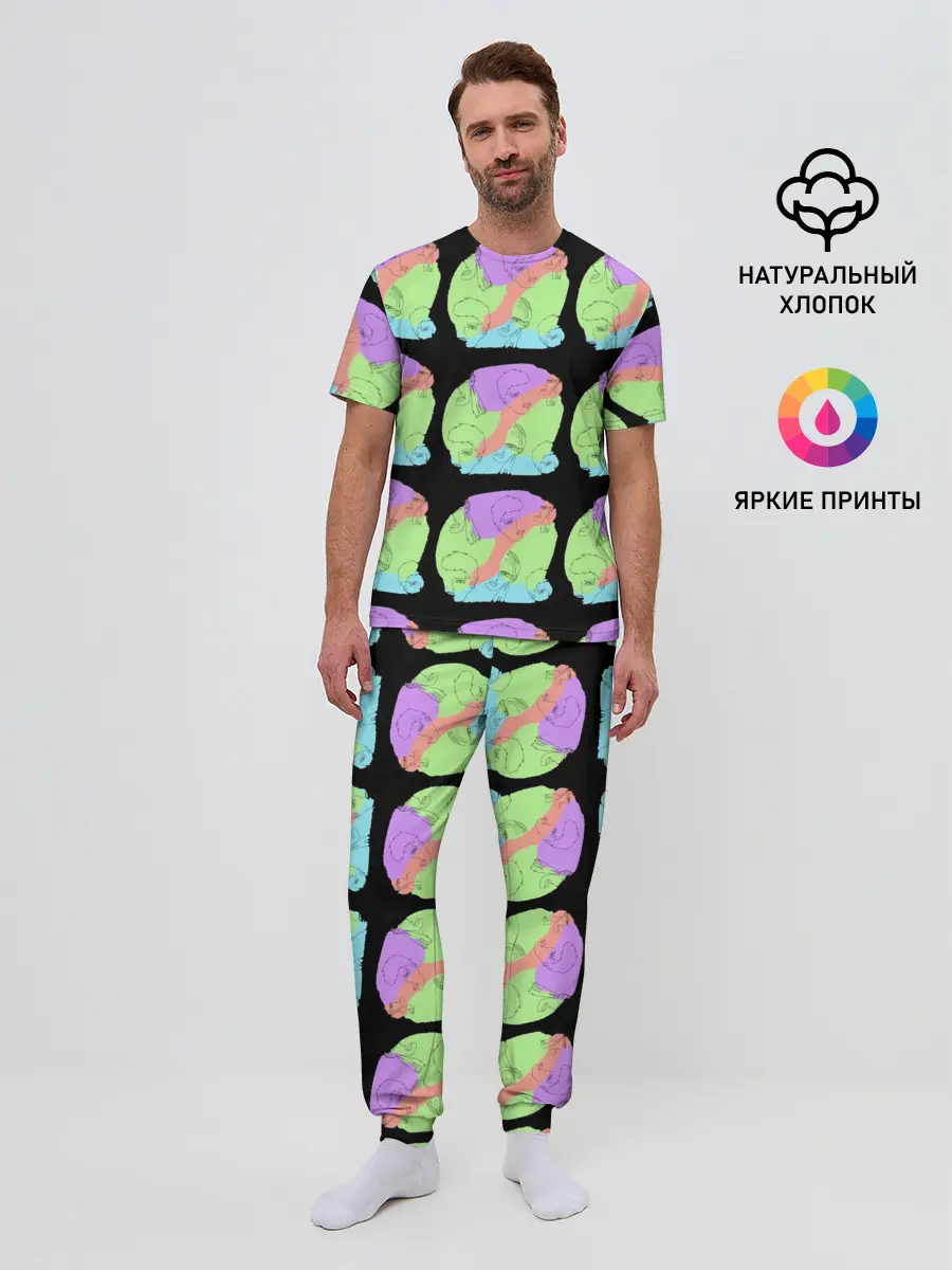 Мужская пижама с брюками / Лица