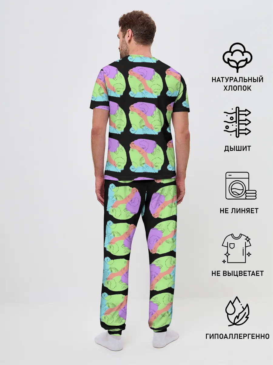 Мужская пижама с брюками / Лица