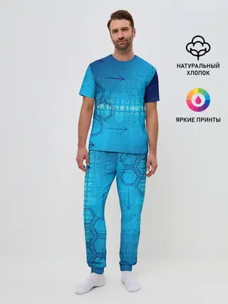 Мужская пижама с брюками / ДвоиЧный код