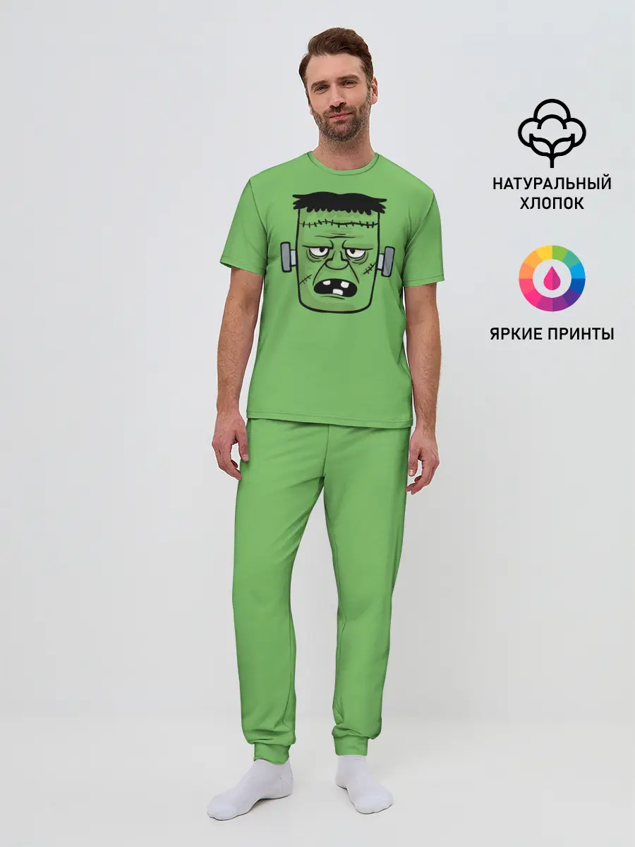 Мужская пижама с брюками / Зеленый Франкенштейн