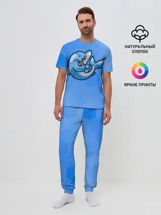 Мужская пижама с брюками / Дельфин с коктейлем