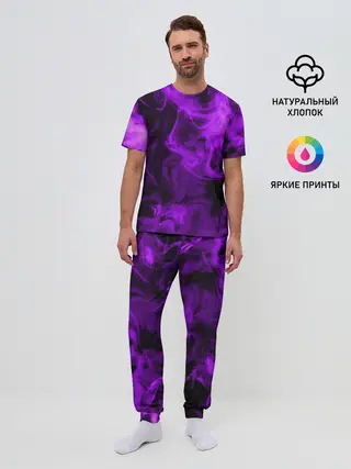 Мужская пижама с брюками / Неоновый Дым
