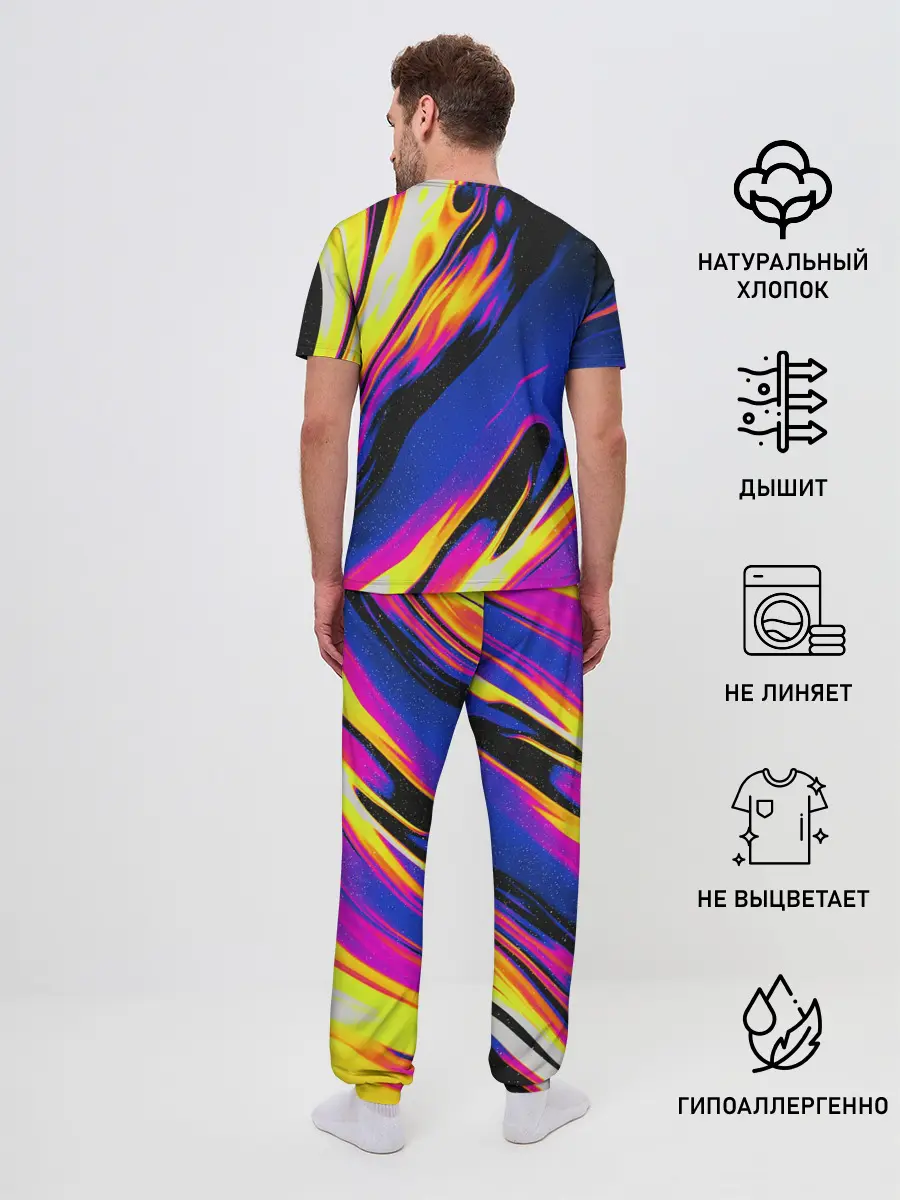 Мужская пижама с брюками / БЕНЗИНОВЫЕ РАВЗОДЫ / ТЕКСТУРА