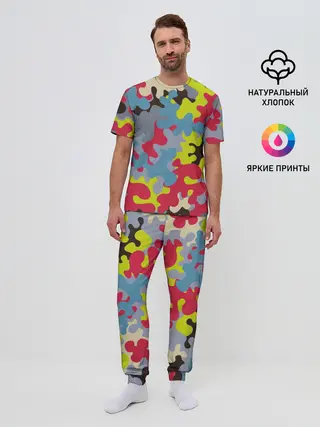 Мужская пижама с брюками / Цветные облака