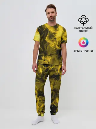 Мужская пижама с брюками / Желтый Неоновый Дым