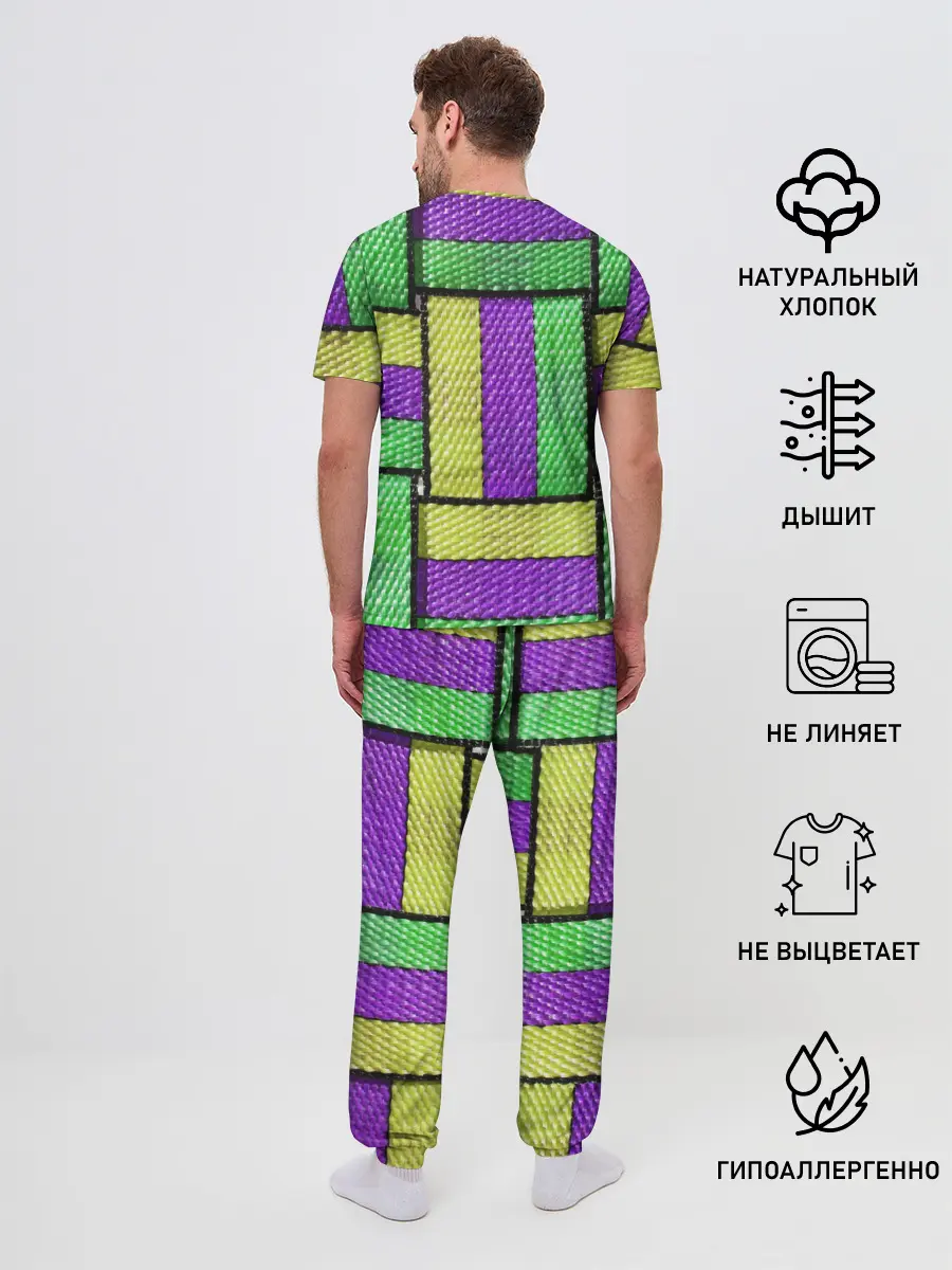 Мужская пижама с брюками / Цветные Ремешки