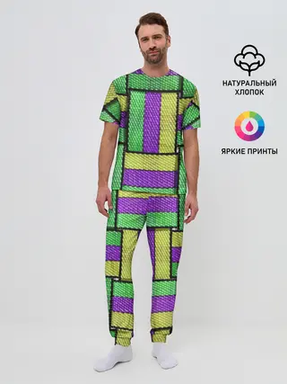 Мужская пижама с брюками / Цветные Ремешки