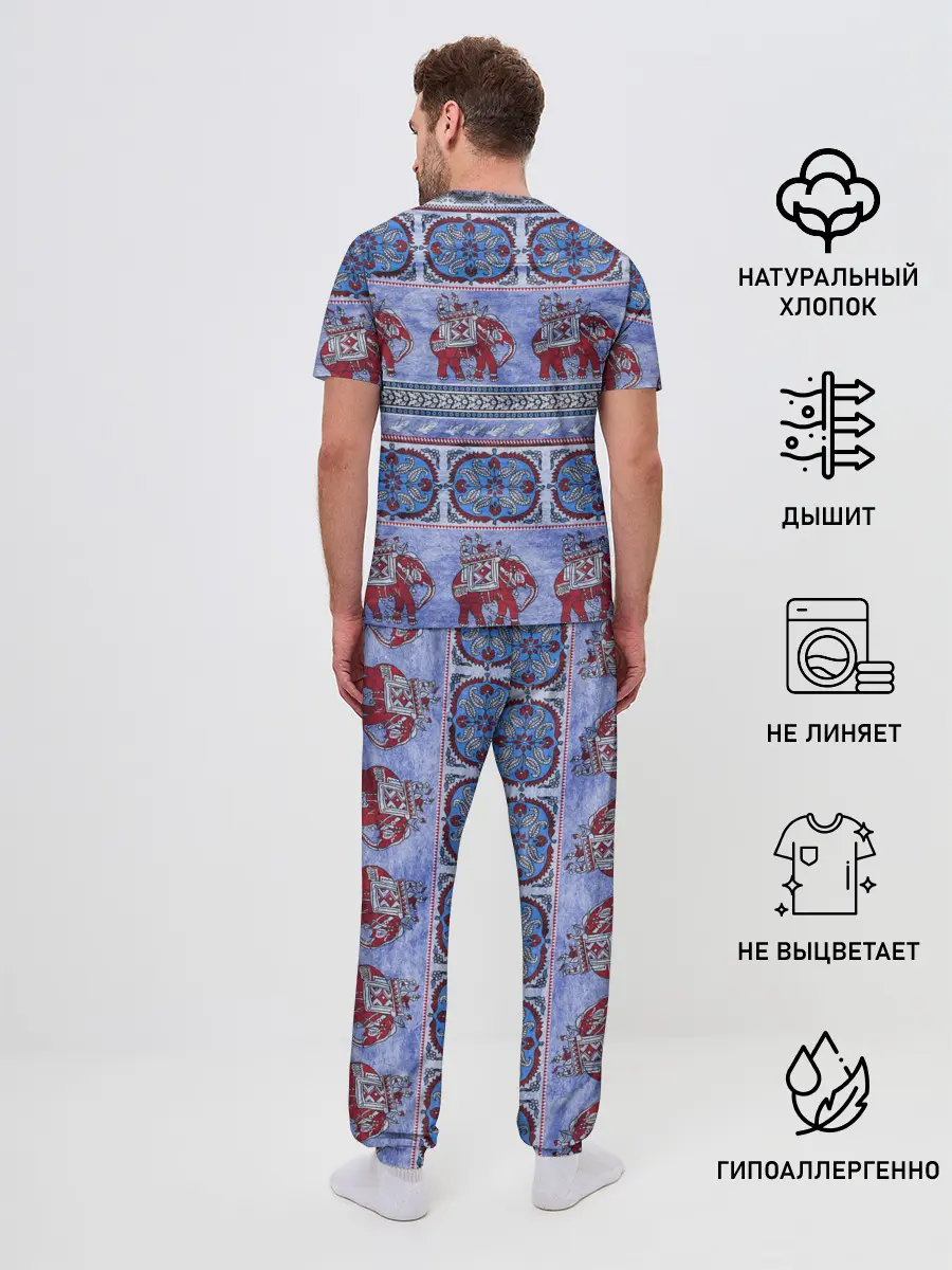 Мужская пижама с брюками / Индийский Орнамент