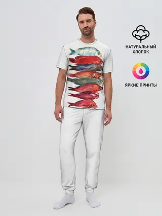 Мужская пижама с брюками / рыбки