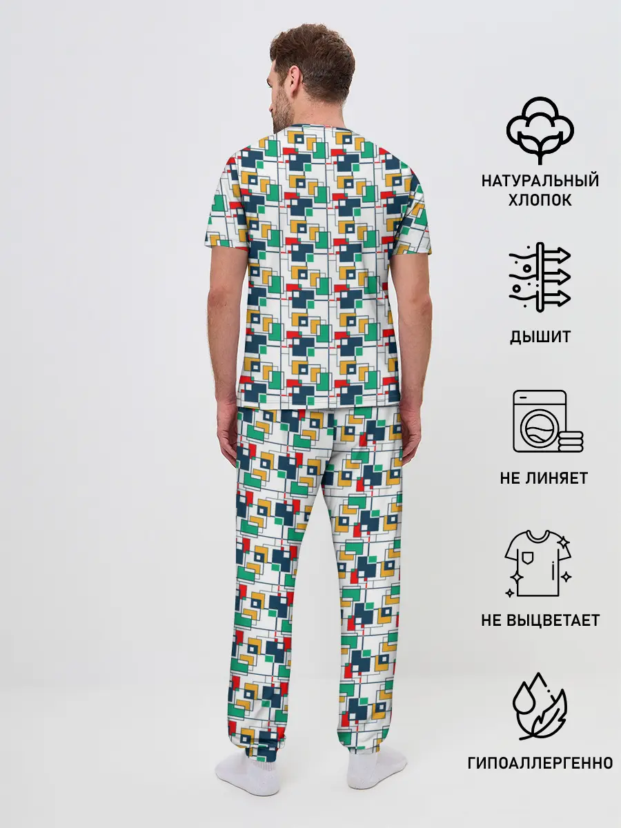 Мужская пижама с брюками / Геометрия