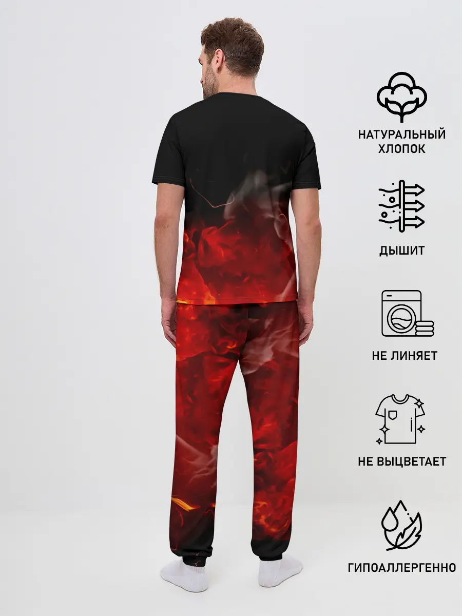 Мужская пижама с брюками / Зоро и Луффи в огне One Piece