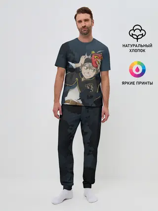 Мужская пижама с брюками / Черный клевер