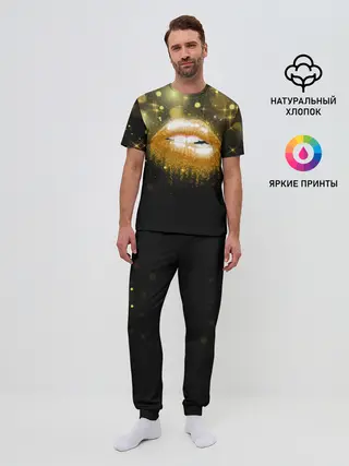 Мужская пижама с брюками / Губы