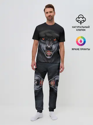 Мужская пижама с брюками / СЕРЫЙ ВОЛК 3D