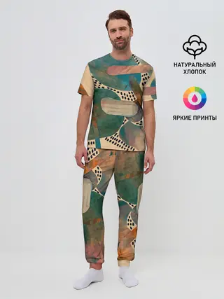 Мужская пижама с брюками / Birches and fields