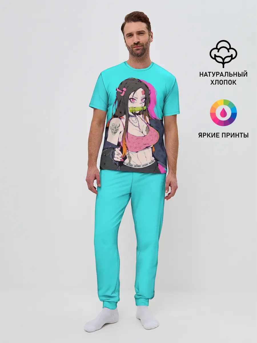 Мужская пижама с брюками / Стильная Нэезуко