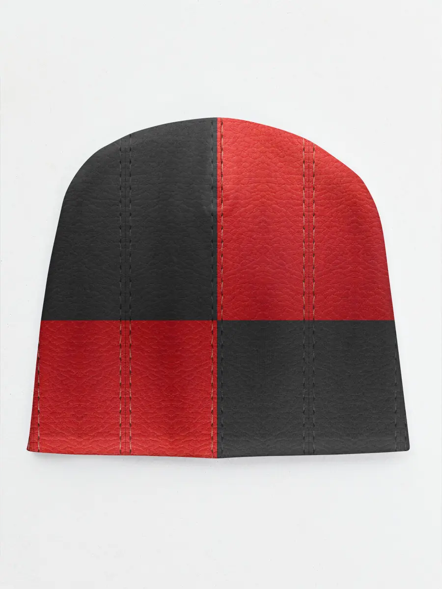 Детская шапка / Черно-красная Кожа