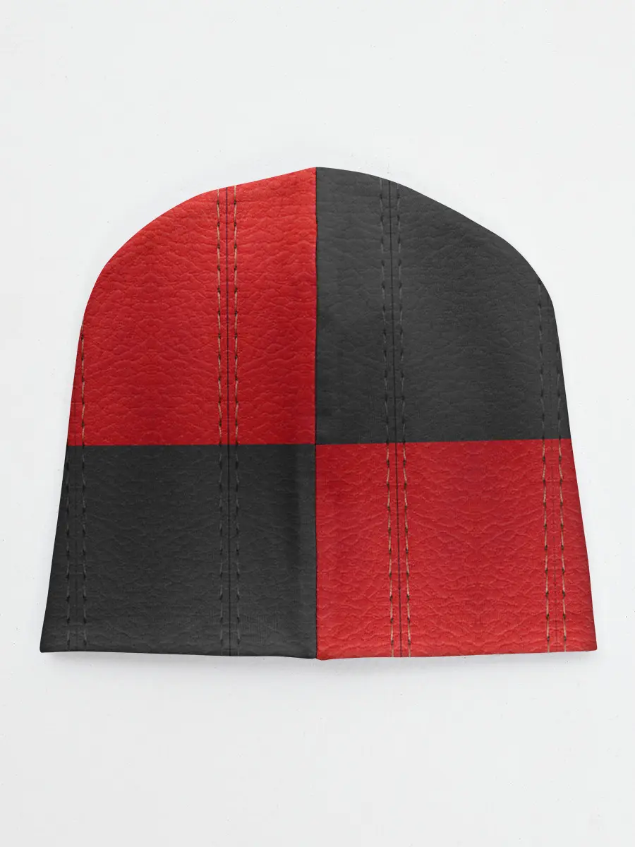 Детская шапка / Черно-красная Кожа