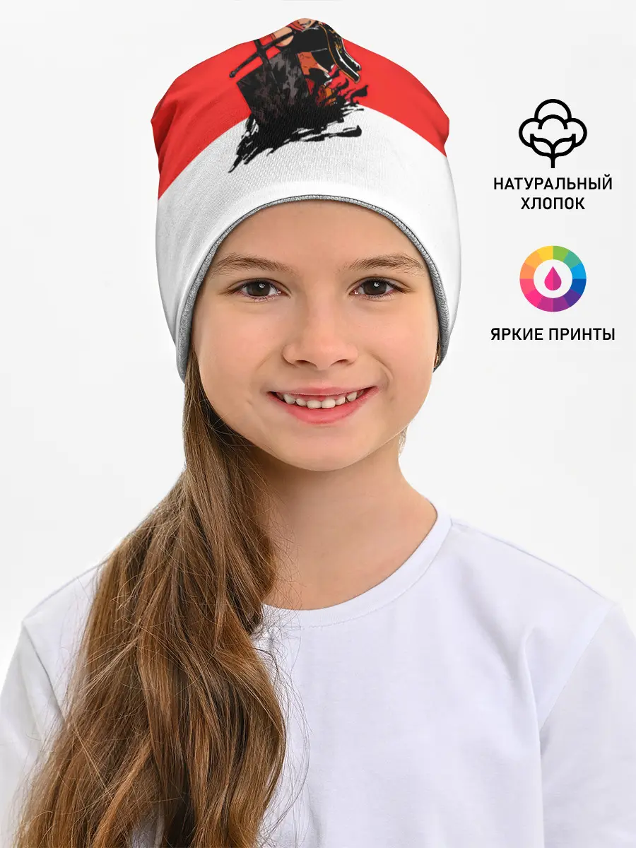 Детская шапка / Чёрный клевер Аста красная полоса