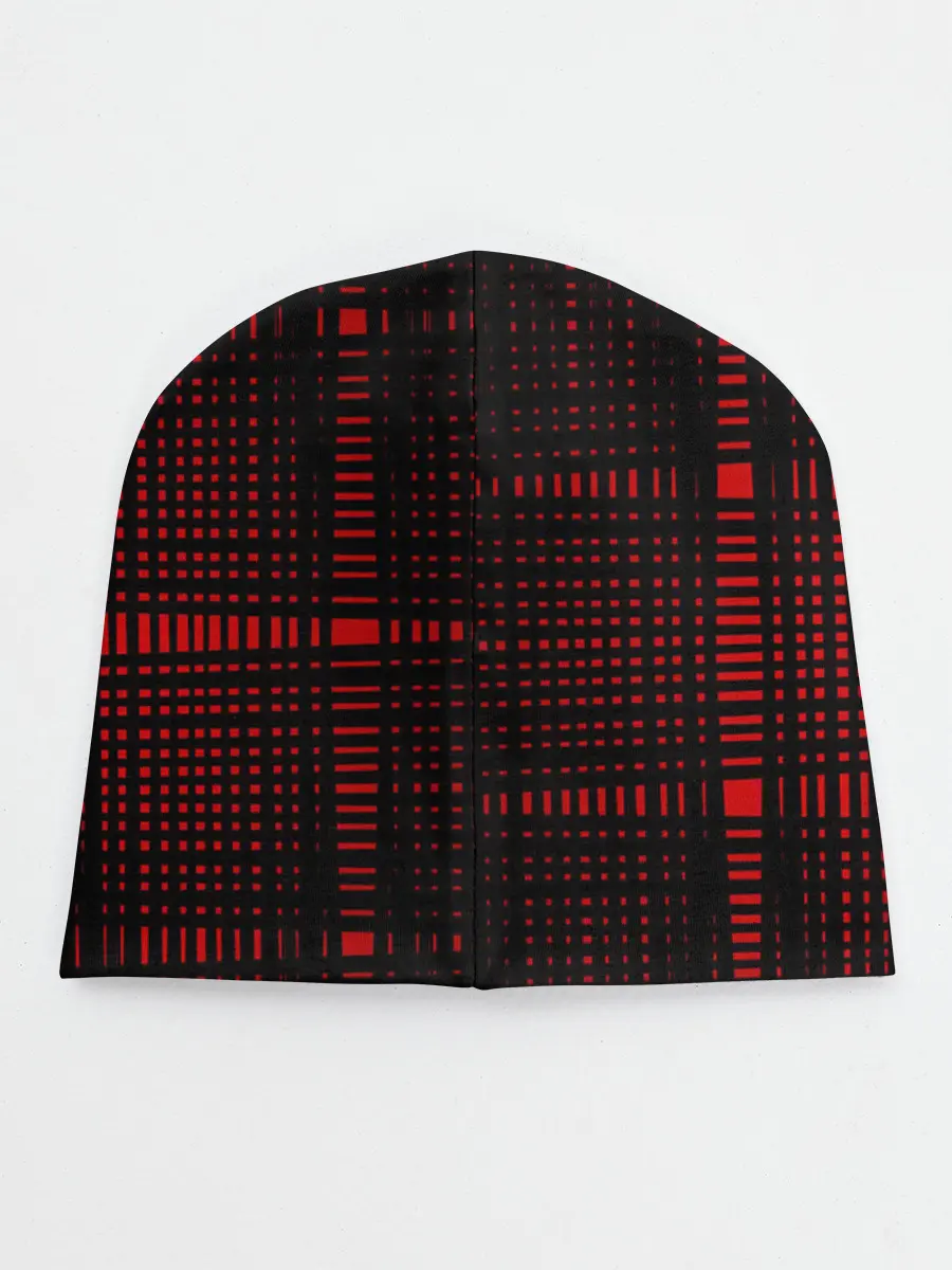 Детская шапка / ЧерНые линии на Красном