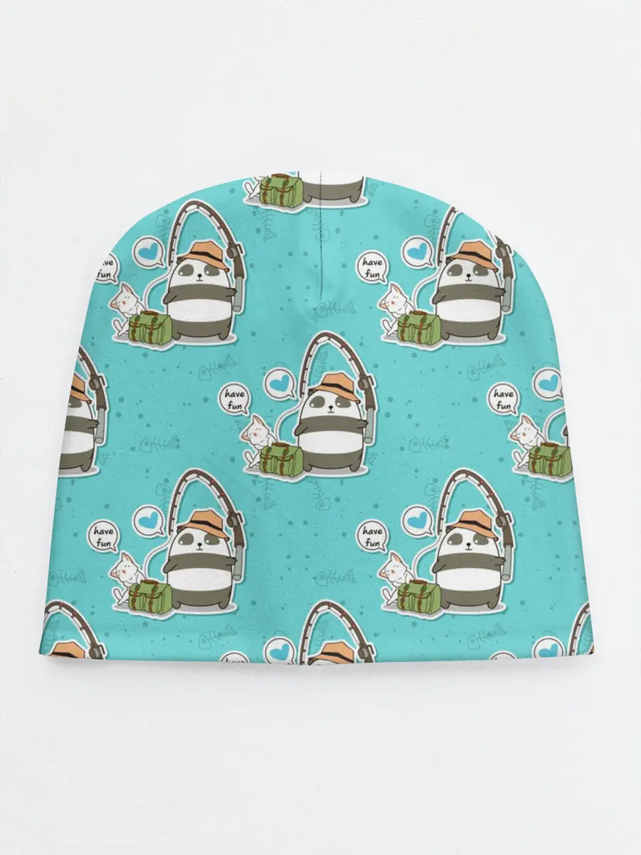 Детская шапка / Панда на рыбалке