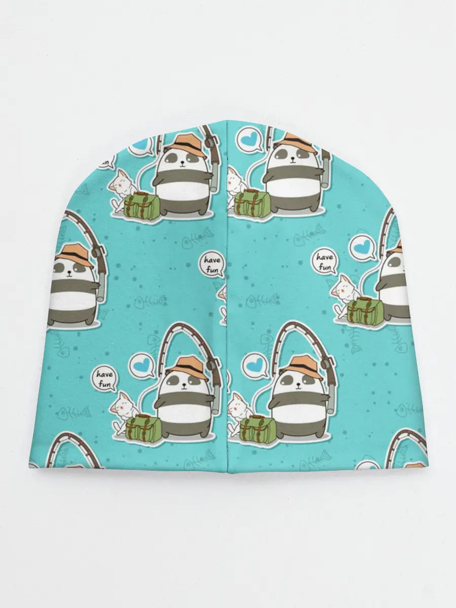 Детская шапка / Панда на рыбалке