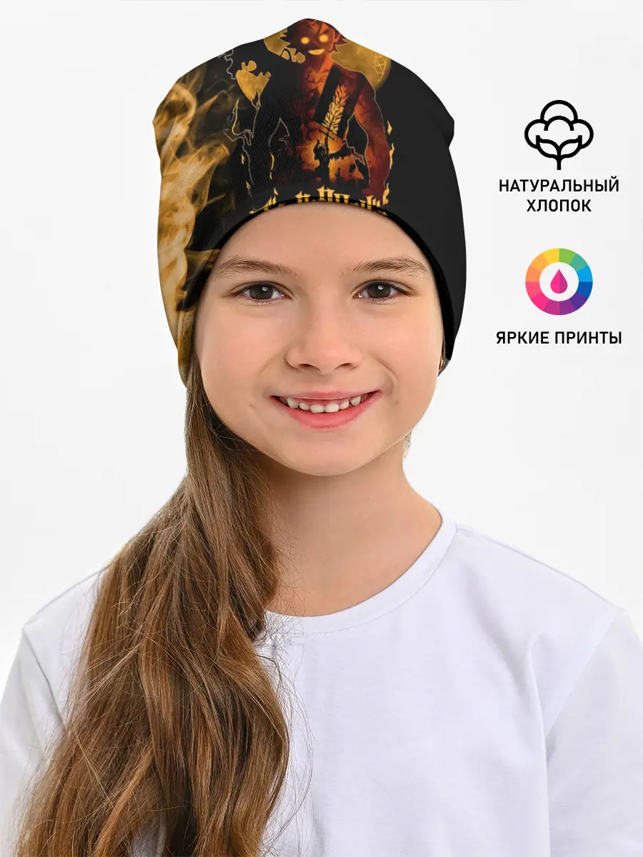 Детская шапка / Чёрный клевер Аста желтая луна