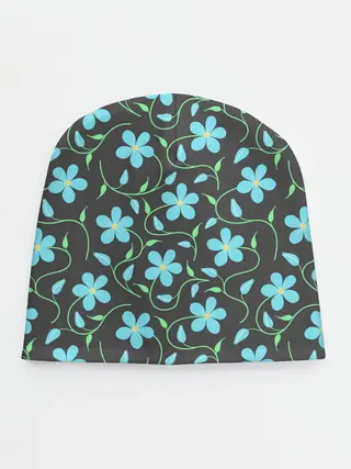 Детская шапка / Цветочный узор на темном фоне