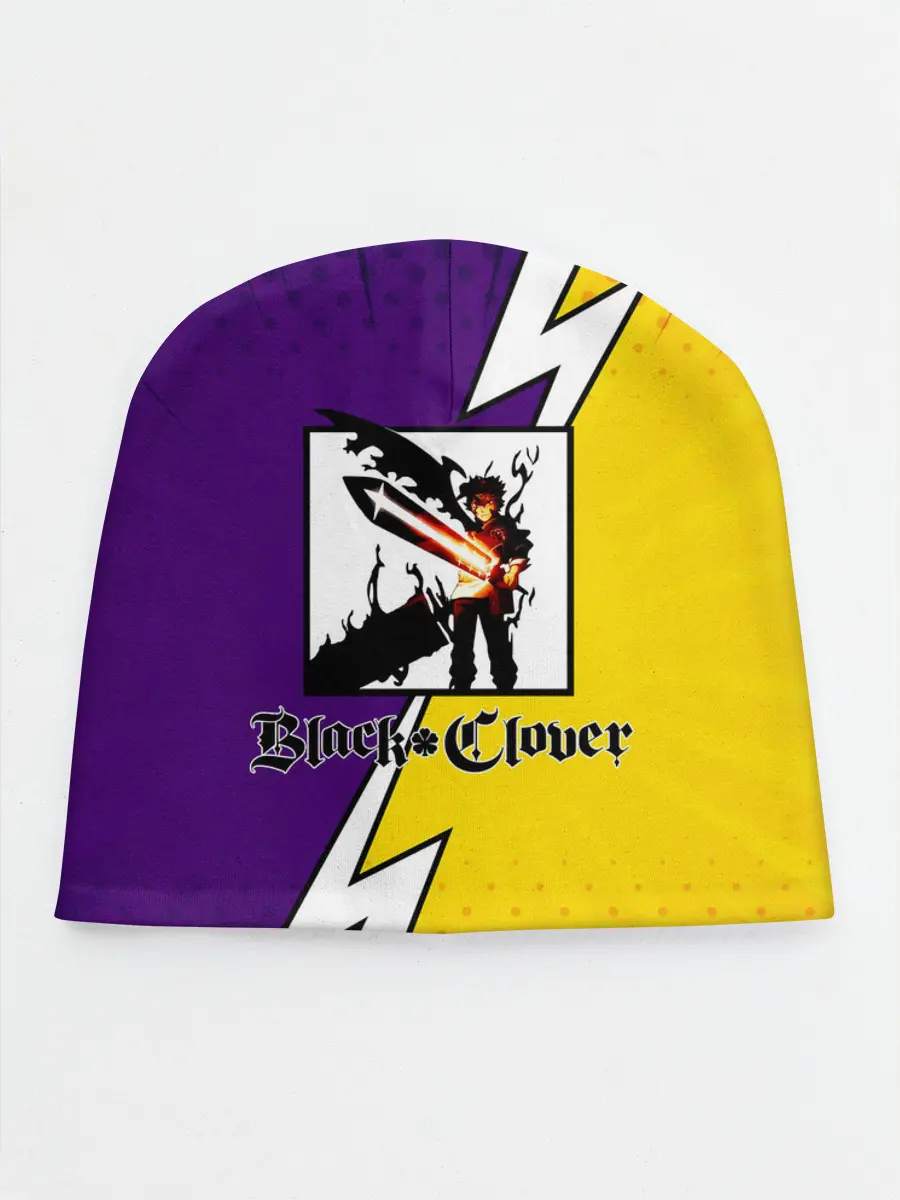 Детская шапка / Чёрный Аста фиолетовый/желтый