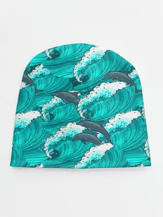 Детская шапка / Дельфины в море