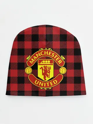 Детская шапка / Манчестер Юнайтед фон в клетку