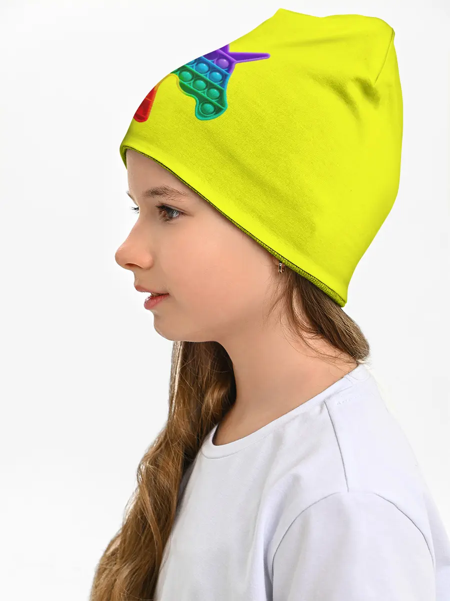 Детская шапка / Pop It единорог радужный